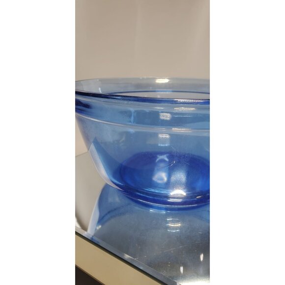 Vtg Anchor Hocking Ovenware Mixing Bowl Cobalt Blue Glass 2.5 Qt - USA Made - Picture 4 of 9